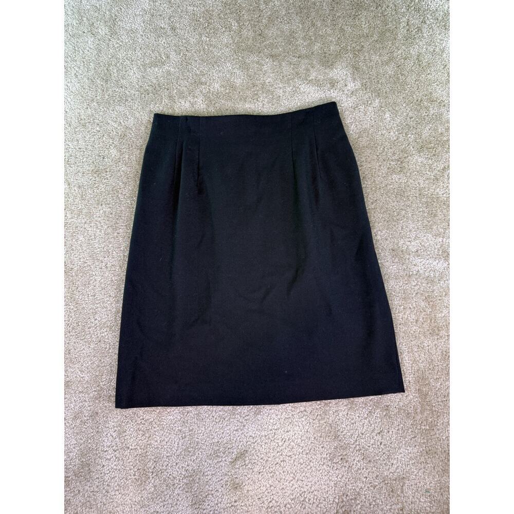 ADOLFO International Women's Size 14 Black 100% Wool A-line Career Skirt E327